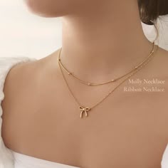 Ribbon Necklace - Gold