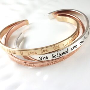 Custom Cuff Bracelets-Custom Quote Bracelet - Handstamped Bracelet